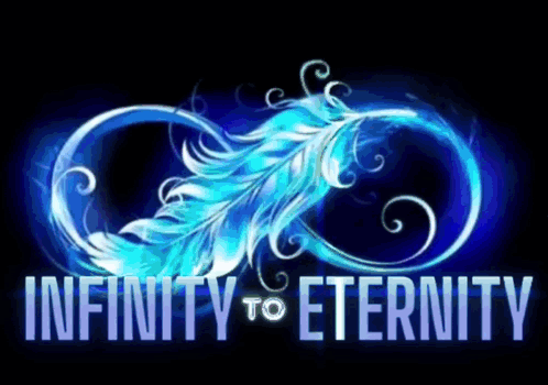A Logo For Infinity To Eternity With A Feather In The Middle GIF