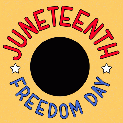 a logo for juneteenth freedom day with a fist in the middle