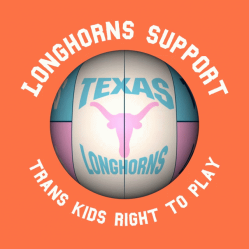 a logo for longhorns support trans kids right to play with a ball