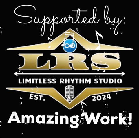 A Logo For Lrs Limitless Rhythm Studio Says That They Are Supported By Amazing Work GIF