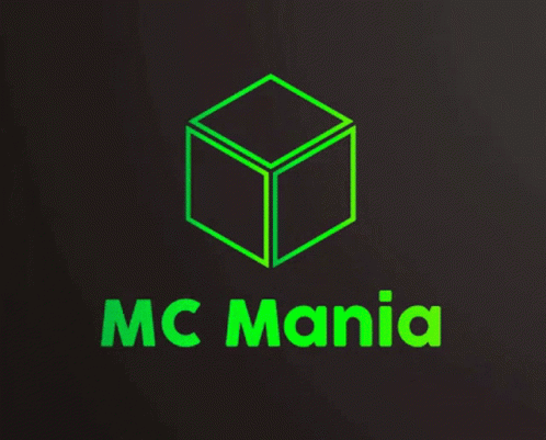 A Logo For Mc Mania With A Cube In The Center GIF