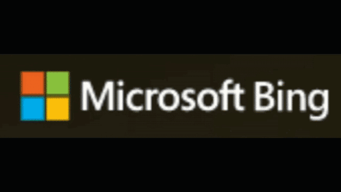 A Logo For Microsoft Bing Is Shown On A Dark Background GIF