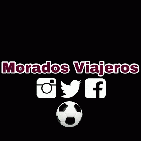 A Logo For Morados Viajeros Shows A Soccer Ball And Social Media Icons GIF