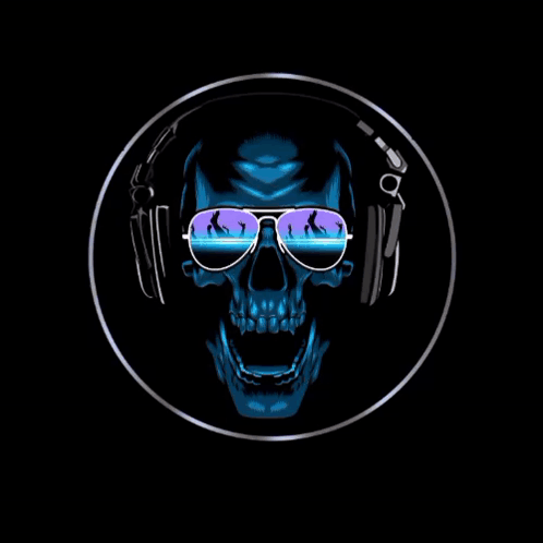 A Logo For Oleng Creator Shows A Skull With Headphones On GIF