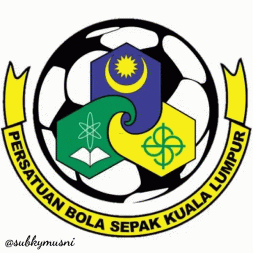 A Logo For Persatuan Bola Sepak Kuala Lumpur With A Soccer Ball In The Middle GIF