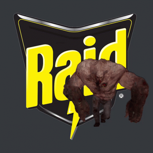 A Logo For Raid With A Monster Behind It GIF