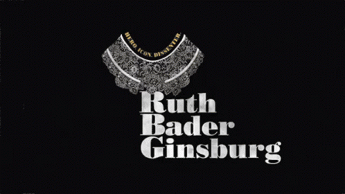A Logo For Ruth Bader Ginsburg With A Collar On A Black Background GIF