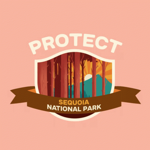 A Logo For Sequoia National Park With A Mountain In The Background GIF