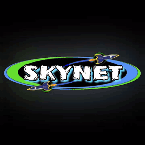 A Logo For Skynet Shows A Plane Flying Through The Air GIF