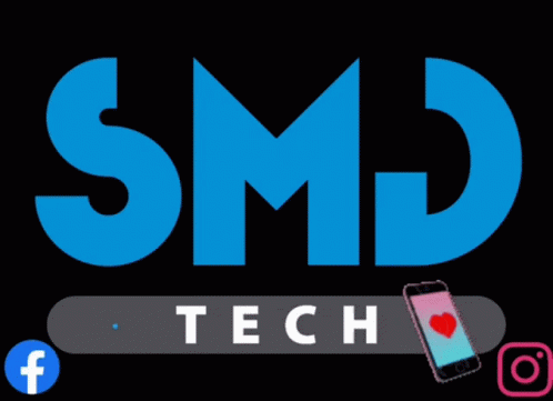A Logo For Smd Tech With A Phone And Facebook And Instagram Icons GIF