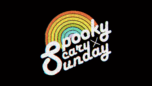 A Logo For Spooky Carly Sunday With A Rainbow In The Background GIF