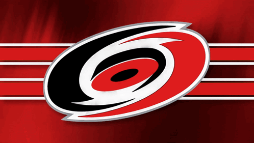 A Logo For The Carolina Hurricanes With A Red Background GIF