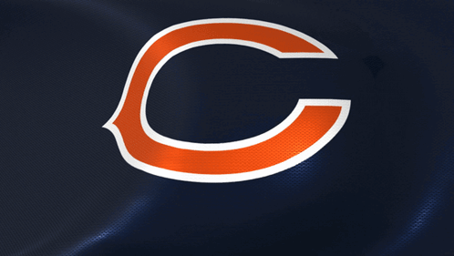 A Logo For The Chicago Bears Is On A Dark Blue Background GIF