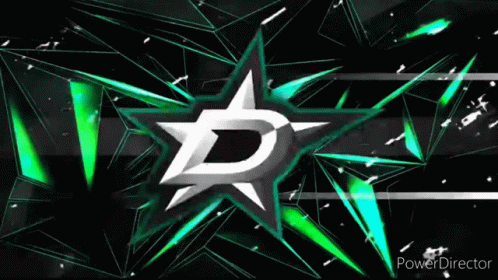 A Logo For The Dallas Stars Is Displayed On A Black Background GIF