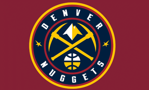 A Logo For The Denver Nuggets With A Basketball In The Center GIF