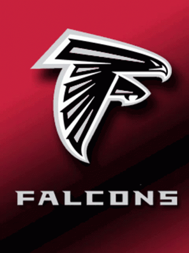 A Logo For The Falcons Is On A Red Background GIF