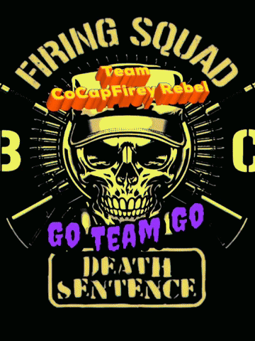 A Logo For The Firing Squad Shows A Skull And Says Go Team Go Death Sentence GIF