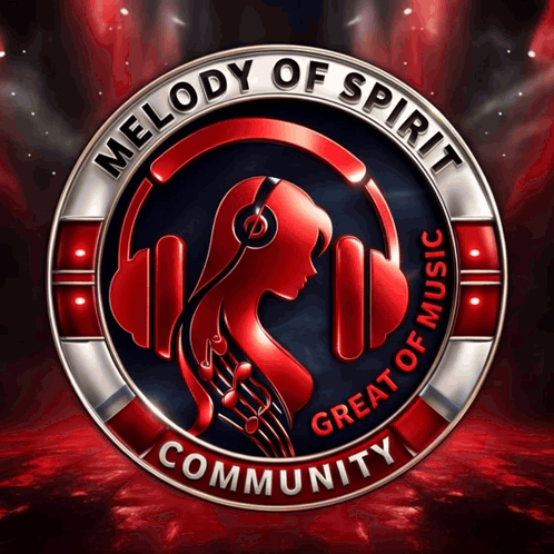 A Logo For The Melody Of Spirit Community With A Woman Wearing Headphones GIF