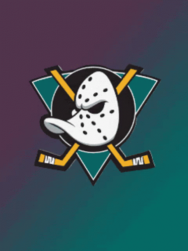 A Logo For The Mighty Ducks Shows A Duck Wearing A Hockey Mask GIF
