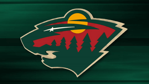 A Logo For The Minnesota Wild Shows A Bear With Trees In The Background GIF