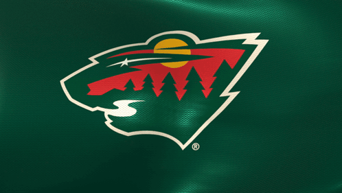 A Logo For The Minnesota Wild With A Bear And Trees GIF