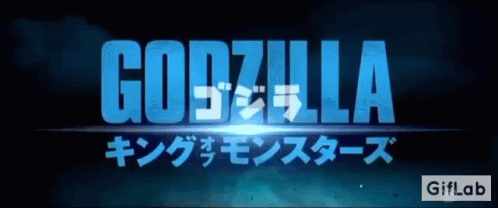A Logo For The Movie Godzilla In Blue GIF