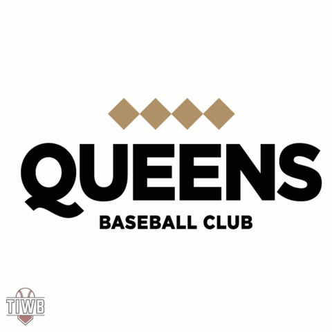 A Logo For The Queens Baseball Club With Diamonds On It GIF
