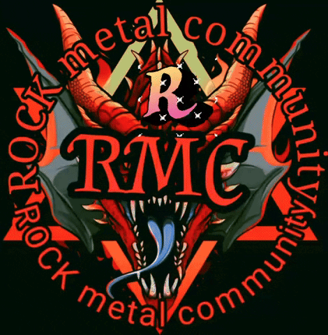 A Logo For The Rmc Metal Community Shows A Dragon GIF