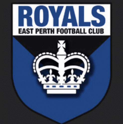 A Logo For The Royals East Perth Football Club With A Crown GIF