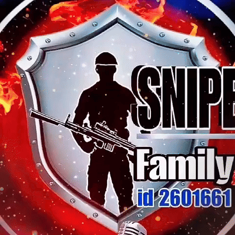 A Logo For The Snipe Family With A Soldier Holding A Gun GIF