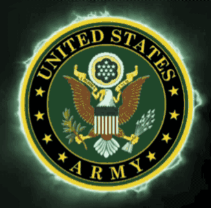 A Logo For The United States Army With A Eagle On It GIF