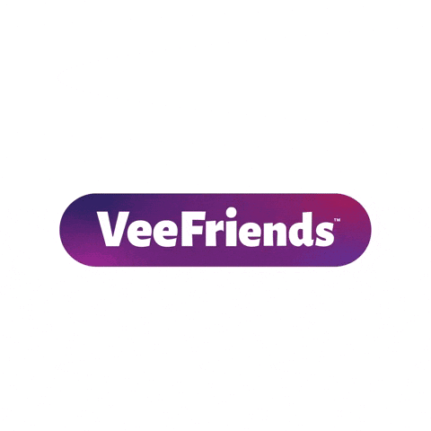 A Logo For Veefriends With A Cartoon Character GIF