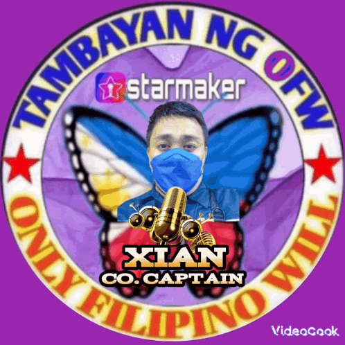 A Logo For Xian Co. Captain Shows A Man Wearing A Mask And A Microphone GIF
