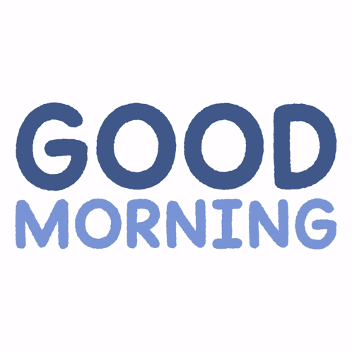 a logo that says good morning in blue letters