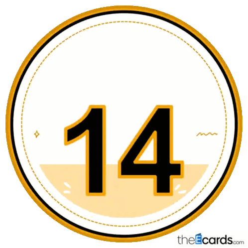 a logo that says happy 14th in a circle