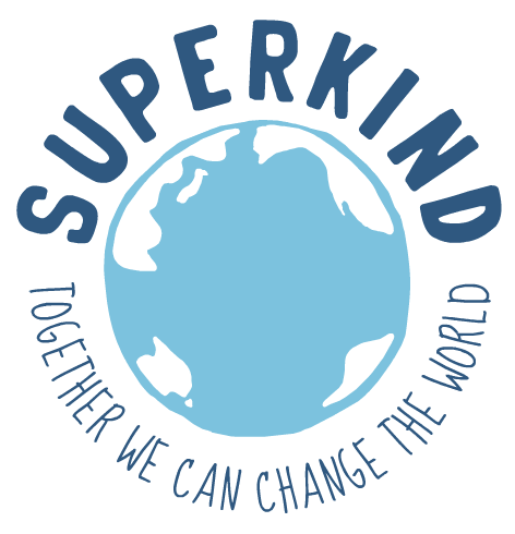 A Logo That Says Super Kind Together We Can Change The World GIF