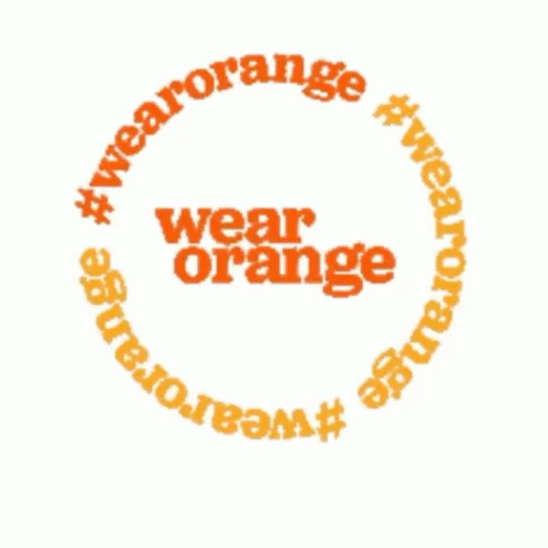 A Logo That Says Wear Orange In A Circle On A White Background GIF