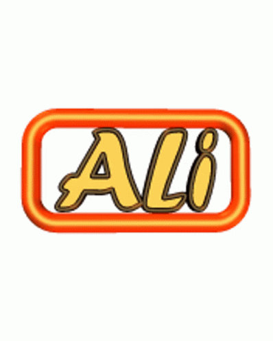 A Logo With The Name Ali In Orange Letters GIF