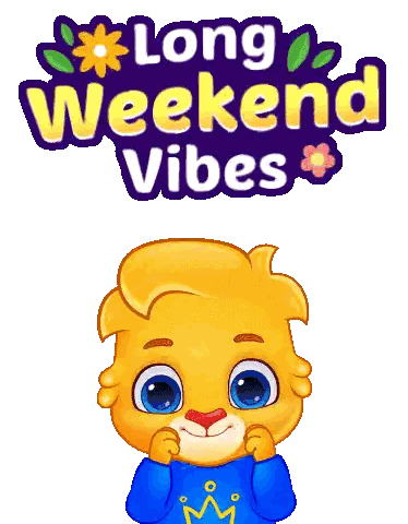 a long weekend vibes sticker with a cartoon lion