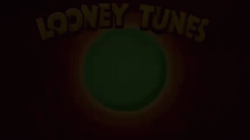 A Looney Tunes Logo With A Cartoon Pig On A Red Background GIF