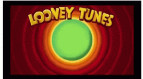 A Looney Tunes Logo With A Green Circle GIF