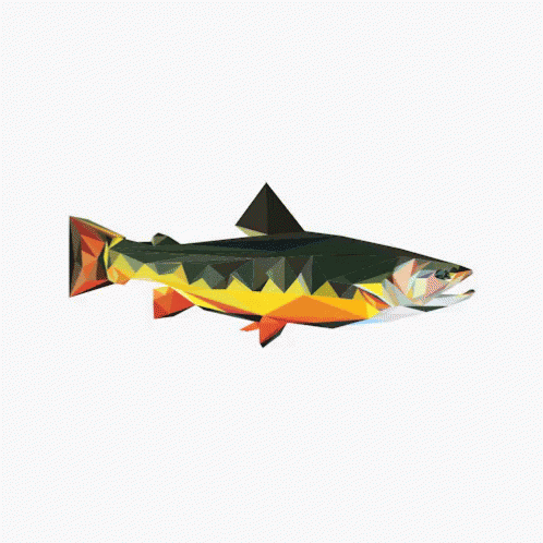 A Low Poly Illustration Of A Fish With A Triangle On Its Tail GIF
