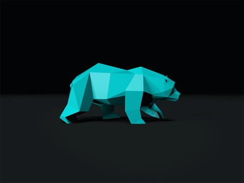 A Low Poly Model Of A Bear Is Walking On A Black Background GIF