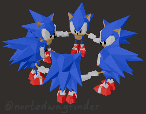 A Low Poly Model Of Sonic The Hedgehog Is Displayed On A Dark Background GIF
