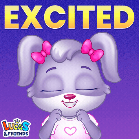 A Lucas And Friends Advertisement With A Bunny With A Pink Bow On Her Head GIF