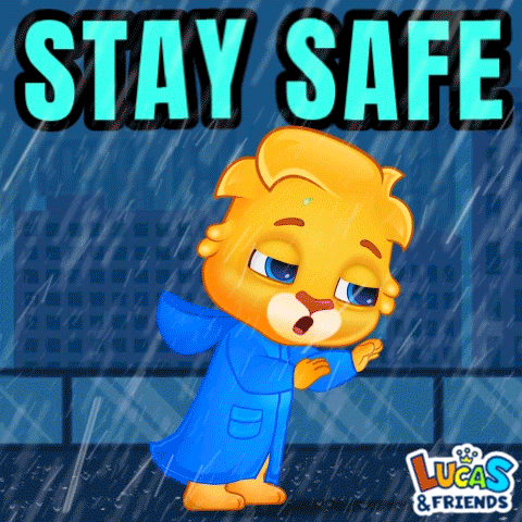 A Lucas And Friends Advertisement With A Cartoon Character In The Rain GIF