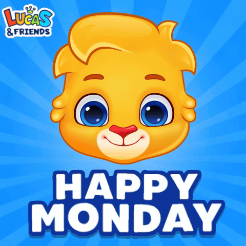 A Lucas And Friends Advertisement With A Happy Monday Slogan GIF