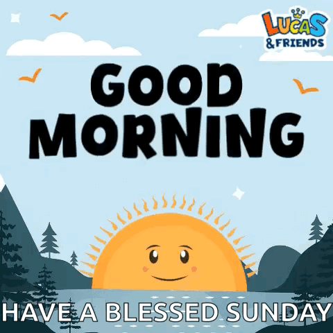 A Lucas And Friends Advertisement With A Smiling Sun GIF