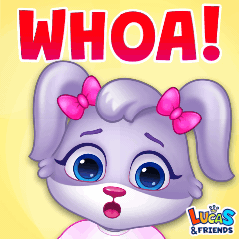 A Lucas And Friends Advertisement With A Surprised Bunny Girl GIF