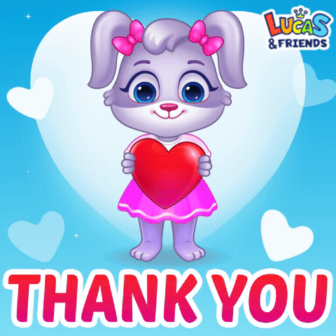 A Lucas And Friends Greeting Card With A Bunny Holding A Red Heart GIF